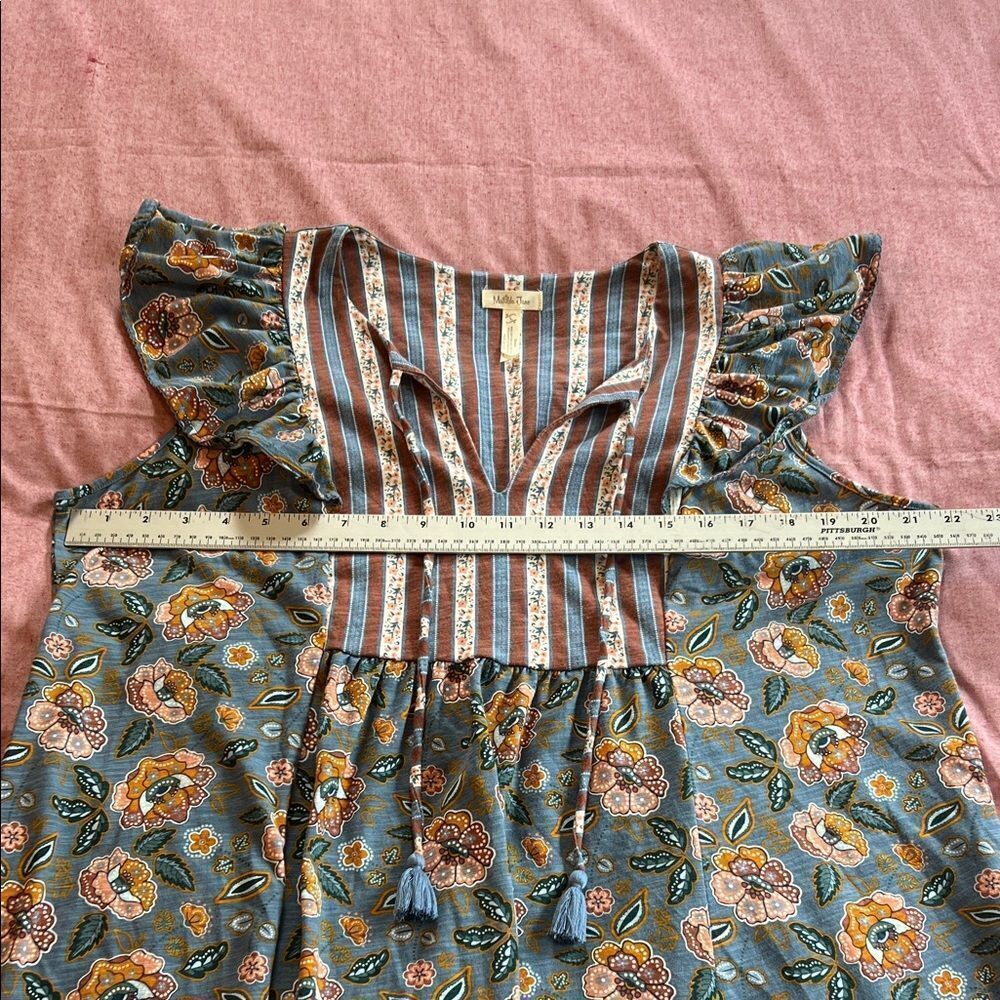 Matilda Jane Blue and Brown Striped Floral Dress Womens Large - Picture 8 of 11